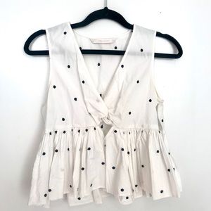 White with black polka dots top with small cut-out